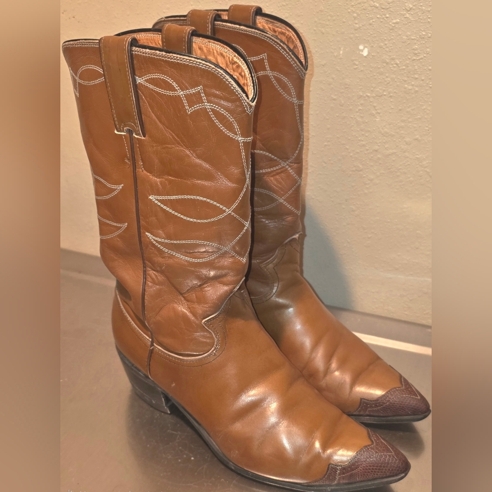 Justin Boots Tan Leather Heeled Boots